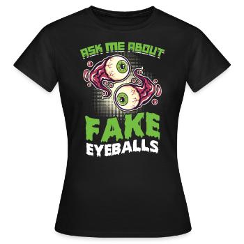 Posez-moi des questions sur les faux globes oculaires - Taxidermie - T-shirt Femme - noir - Devant - AI Model Female 172 dark (172cm)