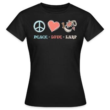 Paix. Amour. Larp. - Larping - T-shirt Femme - noir - Devant - AI Model Female 172 dark (172cm)
