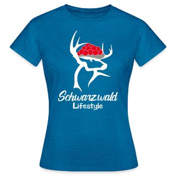 Mode de vie de la Forêt-Noire - T-shirt Femme - bleu saphir antique chiné - Devant - AI Model Female 172 dark (172cm)