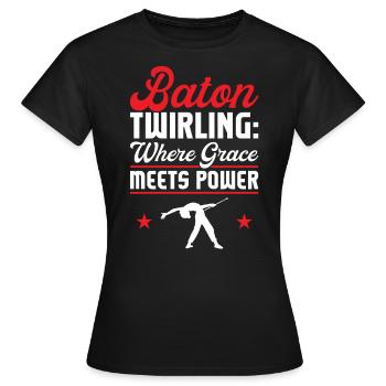 Baton Twirling - Baton Twirler - T-shirt Femme - noir - Devant - AI Model Female 172 dark (172cm)