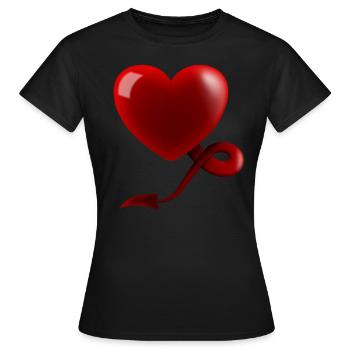 Coeur avec queue du diable - T-shirt Femme - noir - Devant - AI Model Female 172 dark (172cm)