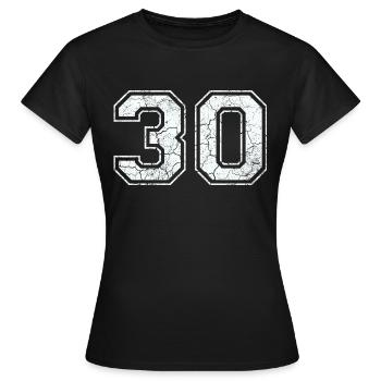 30 in white in the used look - Women's T-Shirt - black - Front - AI Model Female 172 dark (172cm)