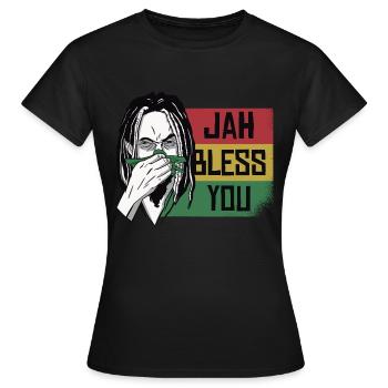 Jah Bless Rasta Raggae Ragga Wurzeln Gott Rasta - Frauen T-Shirt - Schwarz - Vorne - AI Model Female 172 dark (172cm)