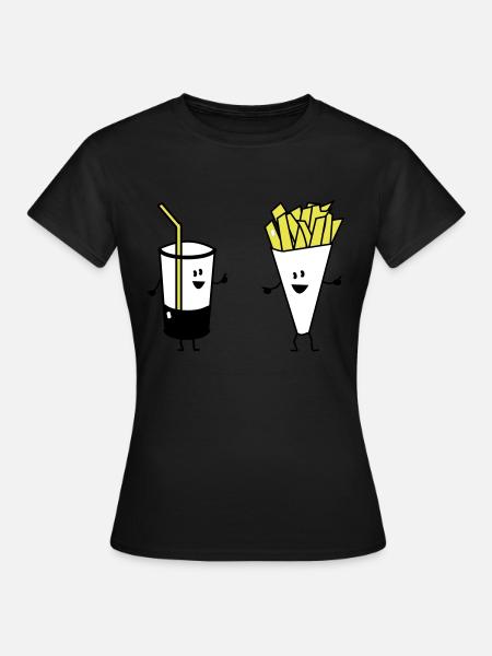 french fries drink - Frauen T-Shirt - Schwarz