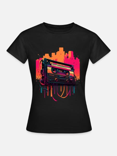 Retro Mixtape - Frauen T-Shirt - Schwarz