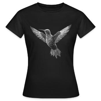 Colibri, oiseau mignon en code ASCII - T-shirt Femme - noir - Devant - AI Model Female 172 dark (172cm)