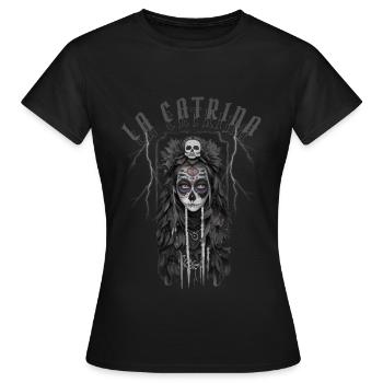 La Catrina - Los Muertos Sugar Skull Gothic - Frauen T-Shirt - Schwarz - Vorne - AI Model Female 172 dark (172cm)