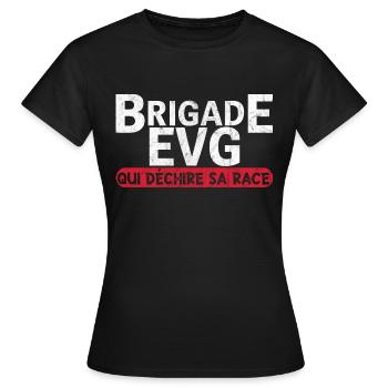 Brigade EVG - cadeau homme EVG humour drôle - T-shirt Femme - noir - Devant - AI Model Female 172 dark (172cm)
