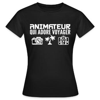 Reisende und Entertainer: Leidenschaft und Entdeckung - Frauen T-Shirt - Schwarz - Vorne - AI Model Female 172 dark (172cm)