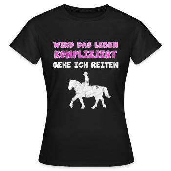 Chevaux TShirt Cavalière Proverbes de chevaux Cadeau - T-shirt Femme - noir - Devant - AI Model Female 172 dark (172cm)