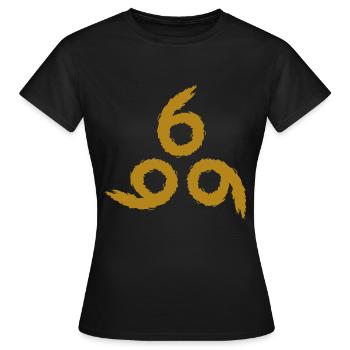 666 Gold - Frauen T-Shirt - Schwarz - Vorne - AI Model Female 172 dark (172cm)