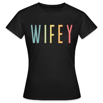 Retro Wifey Matching Paar Hochzeitsfeier Ehe - Frauen T-Shirt - Schwarz - Vorne - AI Model Female 172 dark (172cm)