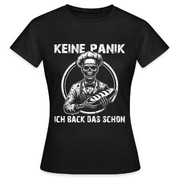 Keine Panik ich backe das gruseliger Bäckerzombie - Frauen T-Shirt - Schwarz - Vorne - AI Model Female 172 dark (172cm)