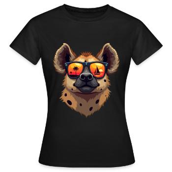 Eine lustige Hyäne mit Sonnenbrille - Frauen T-Shirt - Schwarz - Vorne - AI Model Female 172 dark (172cm)