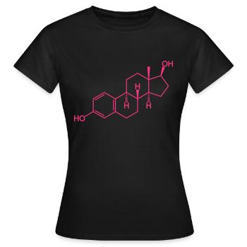 L'œstrogène (estradiol) - T-shirt Femme - noir - Devant - AI Model Female 172 dark (172cm)