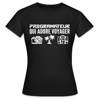 Reisende & Programmierer: Leidenschaft & Entdeckung - Frauen T-Shirt - Schwarz - Vorne - AI Model Female 172 dark (172cm)