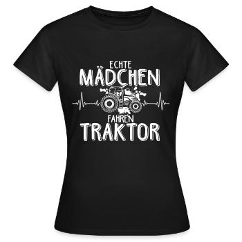Echte Mädchen Fahren Traktor Herzschlag Trecker La - Frauen T-Shirt - Schwarz - Vorne - AI Model Female 172 dark (172cm)
