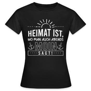 Heimat ist wo man auch abends Moin sagt Tshirt - Frauen T-Shirt - Schwarz - Vorne - AI Model Female 172 dark (172cm)