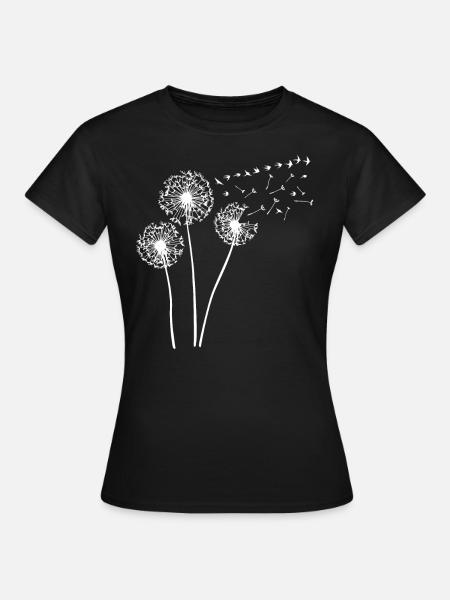 Oiseaux de pissenlit avaler un cadeau de motif floral - T-shirt Femme - noir