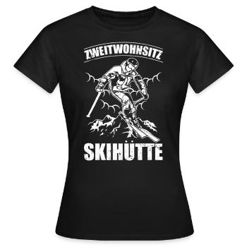 Zweitwohnsitz Skihütte Lustiger Skifahrer Spruch - Frauen T-Shirt - Schwarz - Vorne - AI Model Female 172 dark (172cm)