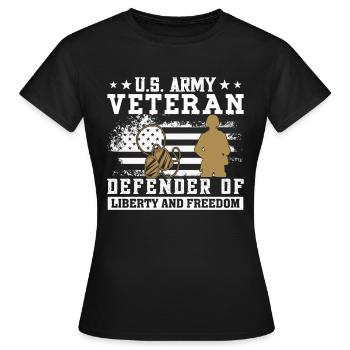 Vétéran de l’armée américaine, défenseur de la liberté - T-shirt Femme - noir - Devant - AI Model Female 172 dark (172cm)