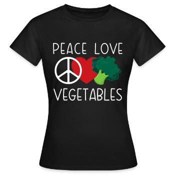 Vegetarian -Peace Vegetables Love - Frauen T-Shirt - Schwarz - Vorne - AI Model Female 172 dark (172cm)