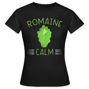 Vegetarian Pun Joke - Romaine Calm Salad - Women's T-Shirt - black - Front - AI Model Female 172 dark (172cm)