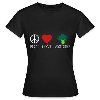 Vegetaria - Peace Vegetables Love - Frauen T-Shirt - Schwarz - Vorne - AI Model Female 172 dark (172cm)