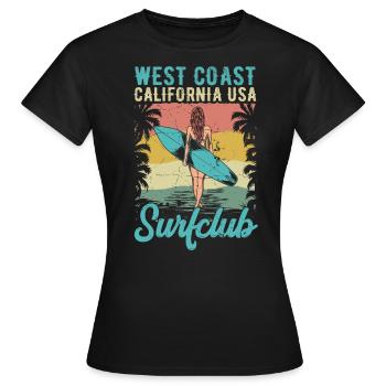 West Coast California USA Surf Club - Frauen T-Shirt - Schwarz - Vorne - AI Model Female 172 dark (172cm)