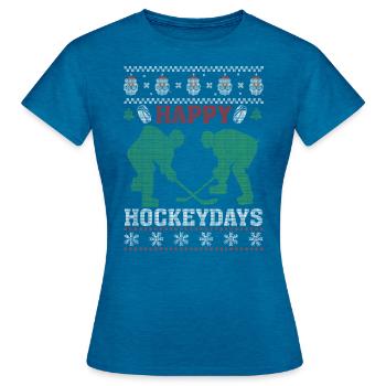 Ice Hockey Outfit Hockey Game - Women's T-Shirt - antique blue sapphire heather - Front - AI Model Female 172 dark (172cm)