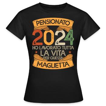 Retraite 2024 Cadeau amusant Retraité 2024 - T-shirt Femme - noir - Devant - AI Model Female 172 dark (172cm)