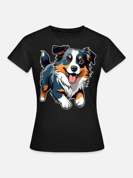 Chien Border Collie mignon - T-shirt Femme - noir
