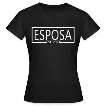 Esposa Est. 2023 Ehefrau wird Braut Paar Hochzeit - Frauen T-Shirt - Schwarz - Vorne - AI Model Female 172 dark (172cm)