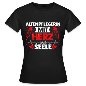 Altenpflegerin mit Herz und Seele - Pflegekraft Pf - Frauen T-Shirt - Schwarz - Vorne - AI Model Female 172 dark (172cm)