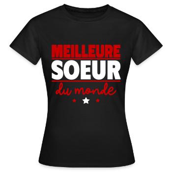 Meilleur soeur du monde, cadeau de noël - T-shirt Femme - noir - Devant - AI Model Female 172 dark (172cm)