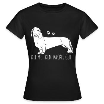 Die mit dem Dackel geht - Dackel Mama Muttertag Da - Frauen T-Shirt - Schwarz - Vorne - AI Model Female 172 dark (172cm)