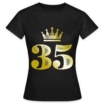 35 numéros Couronne Or - T-shirt Femme - noir - Devant - AI Model Female 172 dark (172cm)