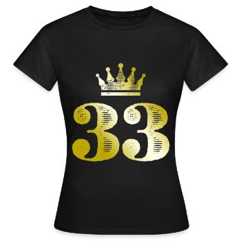 33 Chiffre Couronne Or - T-shirt Femme - noir - Devant - AI Model Female 172 dark (172cm)