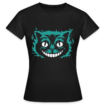 Lustiges Grinsekatzen Katzengesicht Halloween - Frauen T-Shirt - Schwarz - Vorne - AI Model Female 172 dark (172cm)