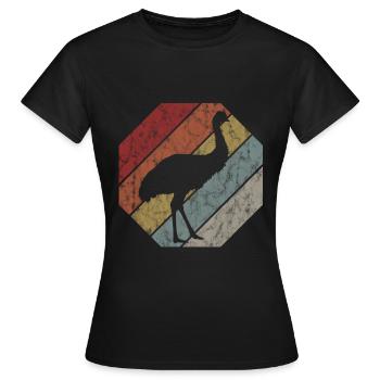 Emu Laufvogel Dromaius Strauß Australien Retro - Frauen T-Shirt - Schwarz - Vorne - AI Model Female 172 dark (172cm)