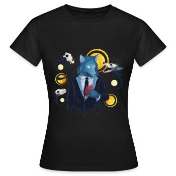 Blue Ink Spirits - A Wolf Heart Whisper - T-shirt Femme - noir - Devant - AI Model Female 172 dark (172cm)