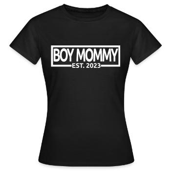 Boy Mommy Est. 2023 Baby Shower Schwangerschaft Enthüllung - Frauen T-Shirt - Schwarz - Vorne - AI Model Female 172 dark (172cm)