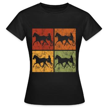 Trotteur trotter dans un style rétro ou vintage - T-shirt Femme - noir - Devant - AI Model Female 172 dark (172cm)