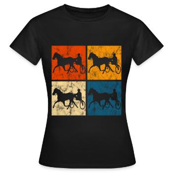 Trotteur trotter dans un style rétro ou vintage - T-shirt Femme - noir - Devant - AI Model Female 172 dark (172cm)