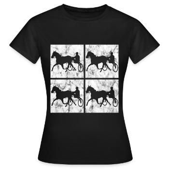 Trotteur trotter dans un style rétro ou vintage - T-shirt Femme - noir - Devant - AI Model Female 172 dark (172cm)