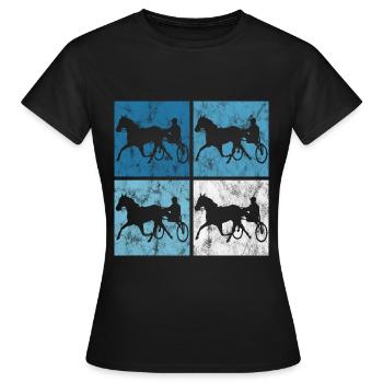 Trotter courses de trot dans un style rétro ou vintage - T-shirt Femme - noir - Devant - AI Model Female 172 dark (172cm)