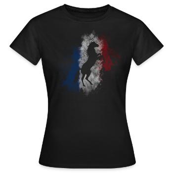 Schattenpferd Rauch Blau Weiß Rot - Frauen T-Shirt - Schwarz - Vorne - AI Model Female 172 dark (172cm)