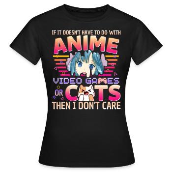 Lustige Videospiele Gamer Anime Katzen Mama - Frauen T-Shirt - Schwarz - Vorne - AI Model Female 172 dark (172cm)