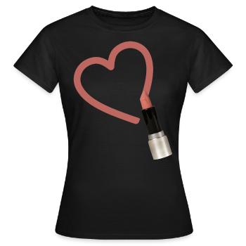 Le rouge à lèvres peint le cœur - T-shirt Femme - noir - Devant - AI Model Female 172 dark (172cm)