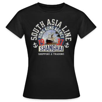 South Asia vintage line Shanghai - T-shirt Femme - noir - Devant - AI Model Female 172 dark (172cm)